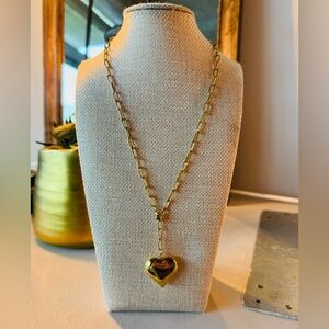 Gold Heart Locket Pendant Necklace